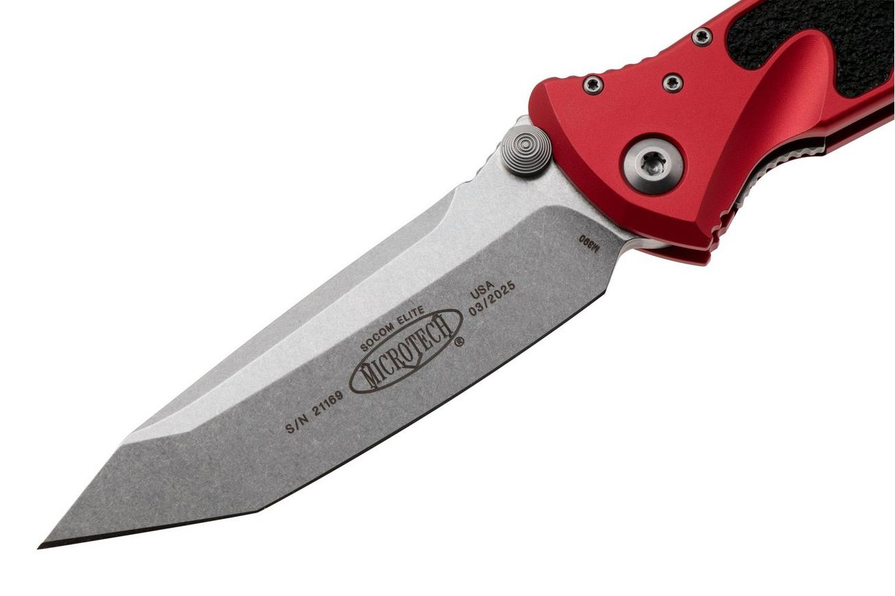 Microtech Socom Elite 161-10RD, Stonewashed M390 Tanto, Red Aluminum zakmes