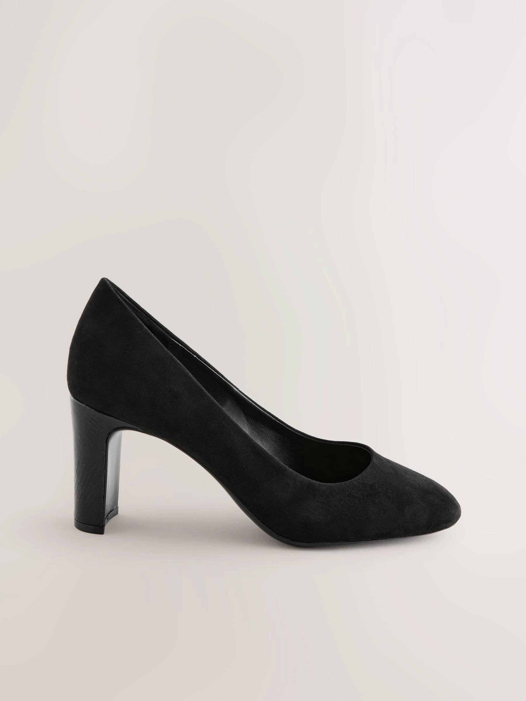 Zwart - Round Toe Block Court Shoes