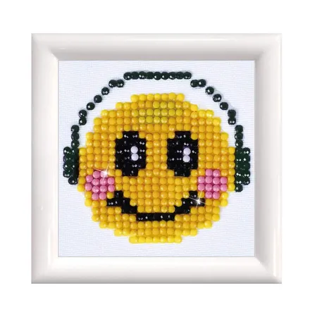 Pracht Diamond Dotz Bild Smiley, mit weißem Rahmen, ca. 7,6 x 7,6 cm