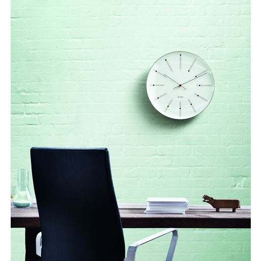 Arne Jacobsen Bankers Vægur, Hvid, Ø21 cm