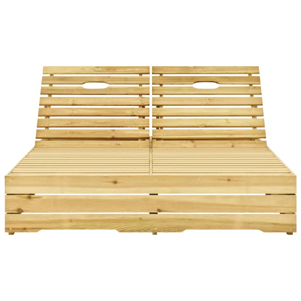 Transat chaise longue bain de soleil lit de jardin terrasse meuble d'extérieur double 198 x 135 x (30-75) cm bois de pin impr