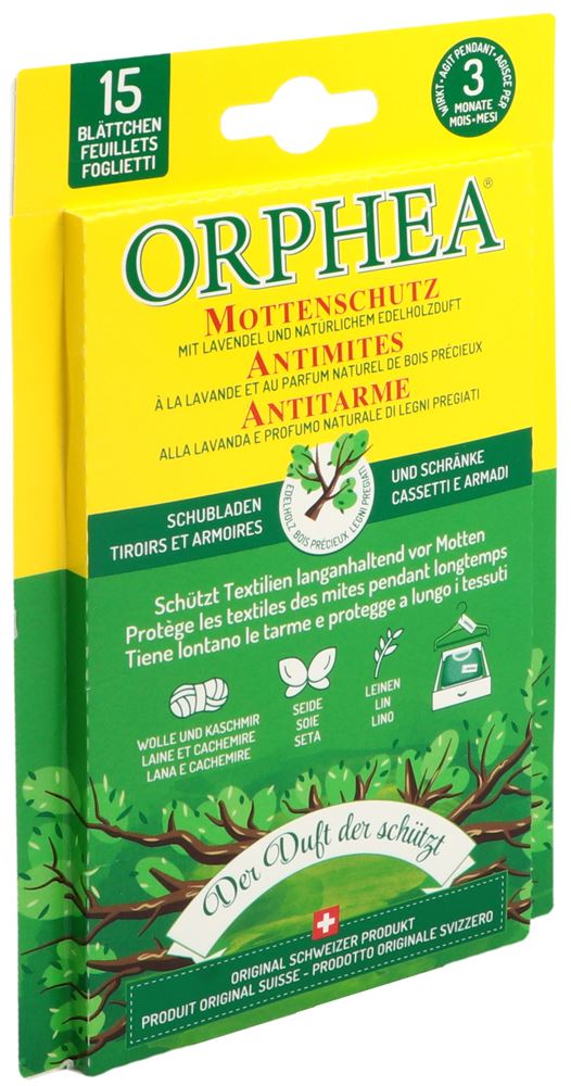 ORPHEA Mottenschutz Blätter<br>15 Stück, Edelholzduft