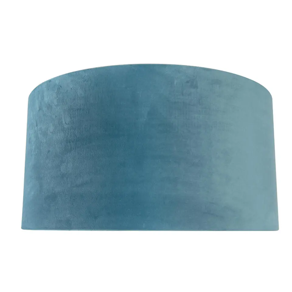 Qazqa lampenkappen cilinder velours blauw
