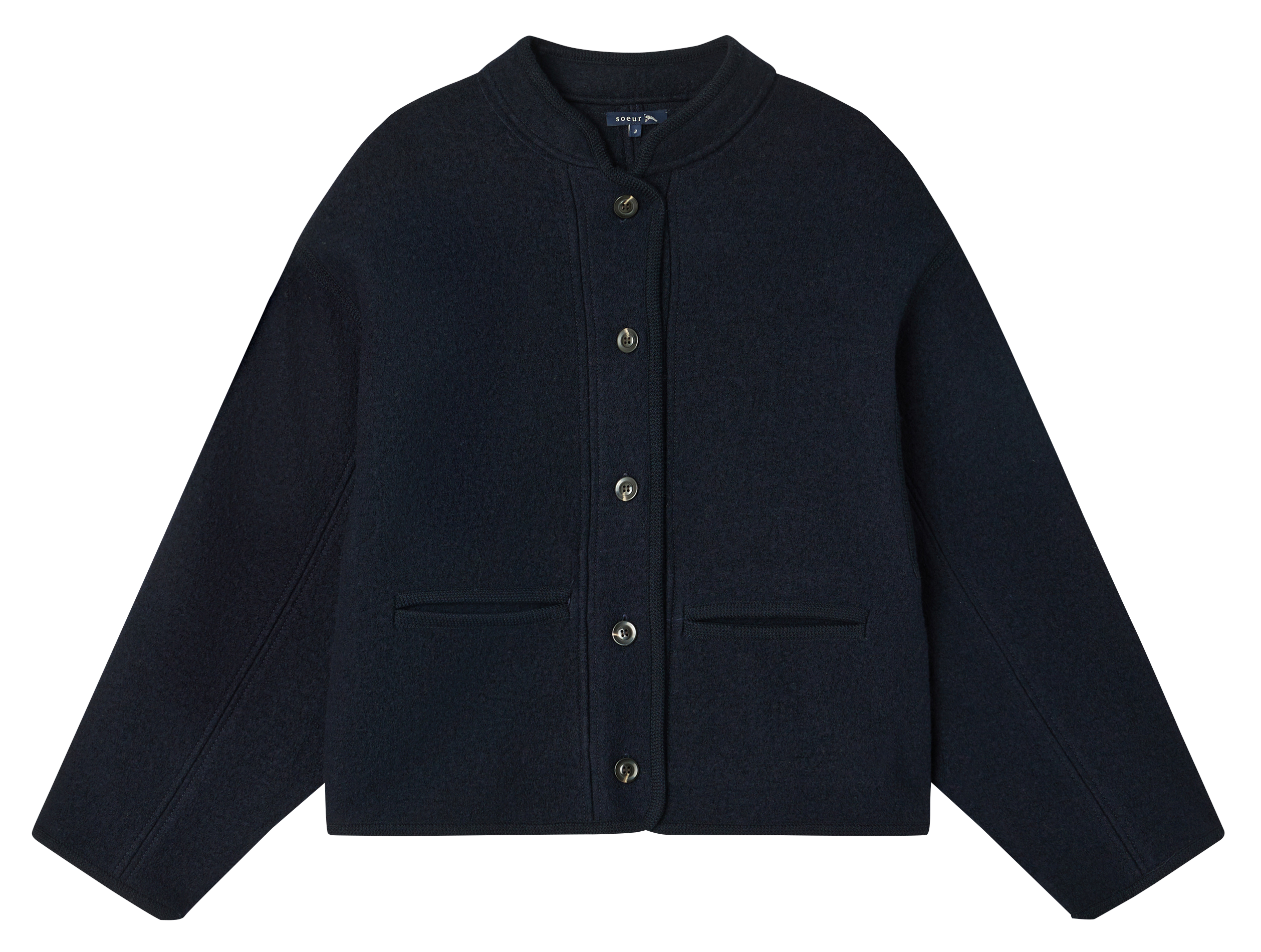 OLYMPE - Veste droite en laine | Bleu
