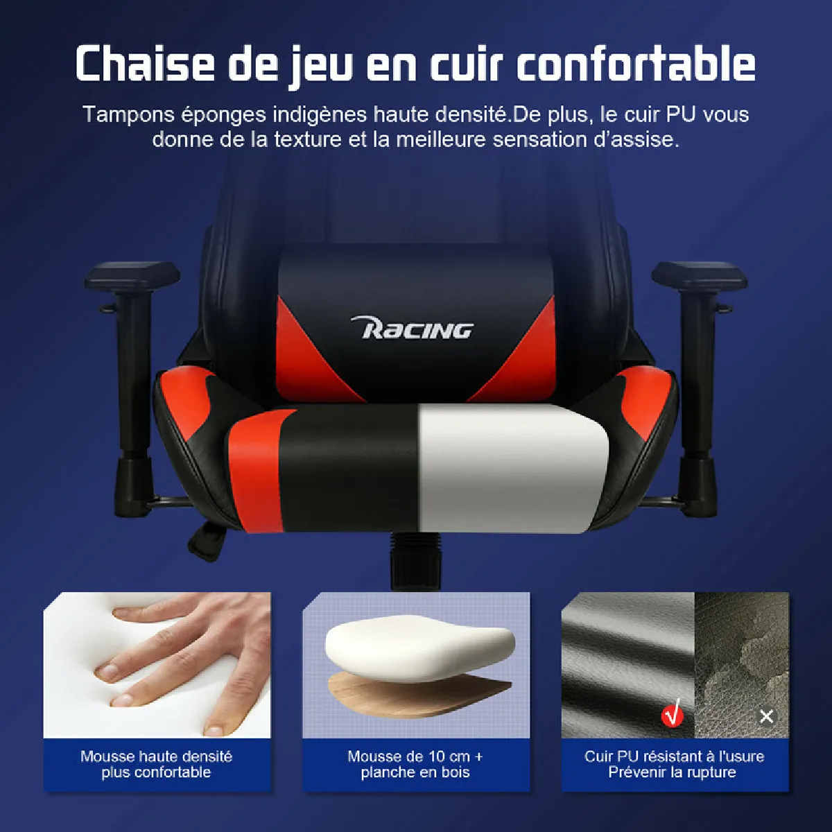 Lexzurn Fauteuil gaming incl. - Rouge
