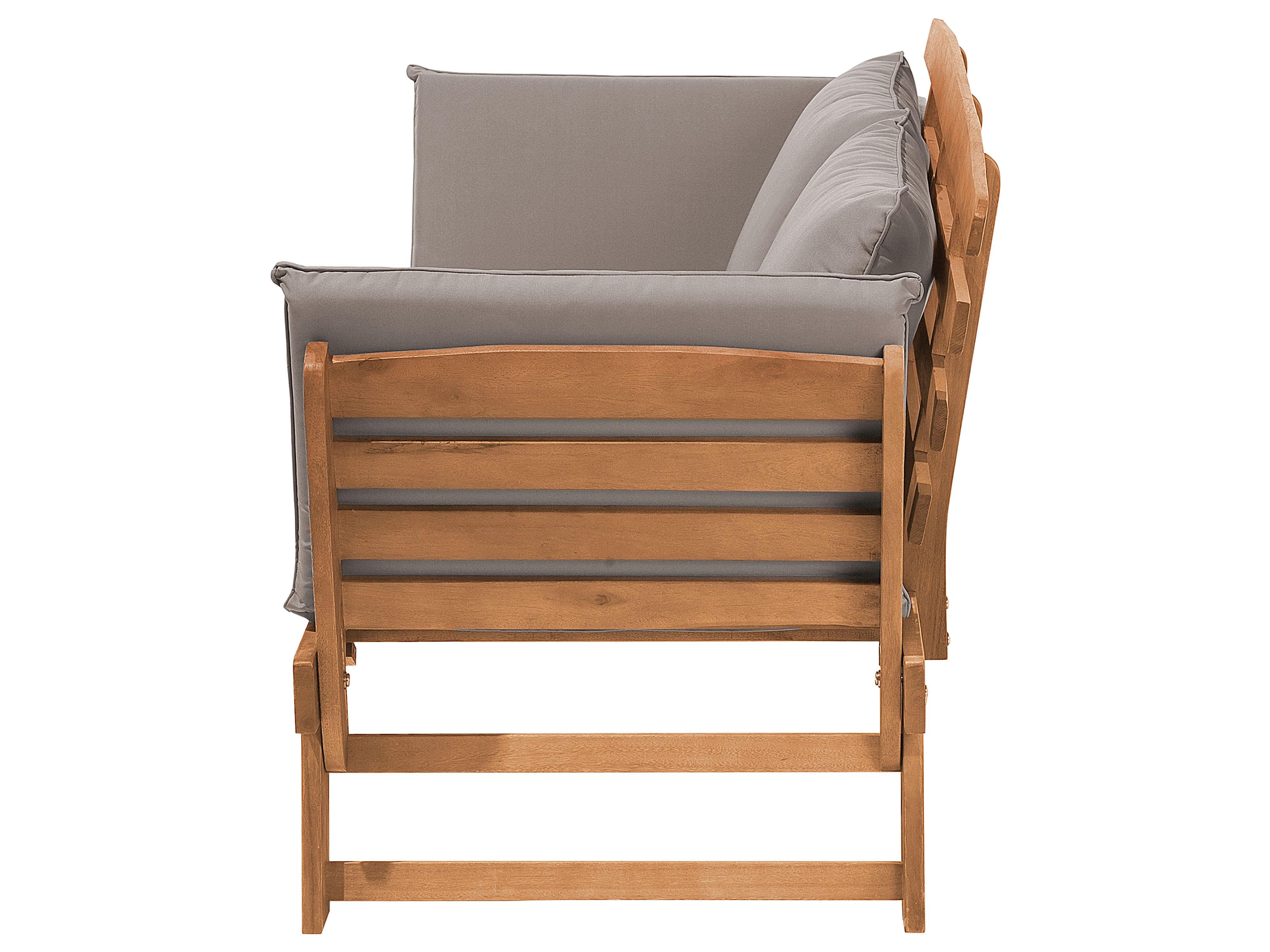 Tuinbank met zitkussen PORTICI 210 cm Eucalyptushout Lichtbruin/taupe