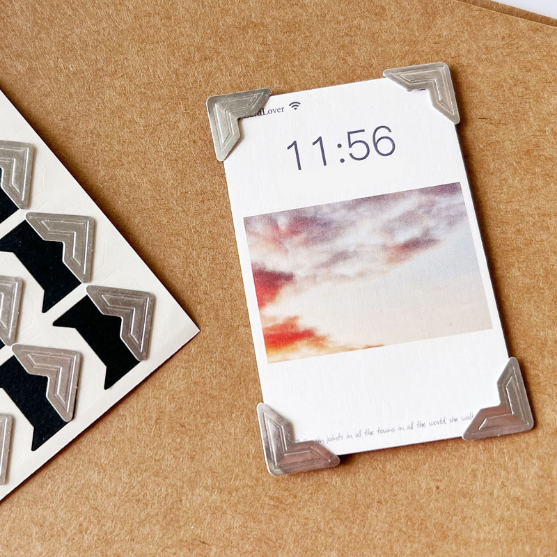 (120er Set) 2x2cm Selbstklebende Fotoecken DIY Bastel Deko Aufkleber Bildecken Sticker für Foto Album / Scrapbooking / Gästebuch - Silber