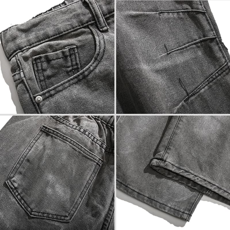 purplelouve - Mid Rise Washed Wide Leg Jeans