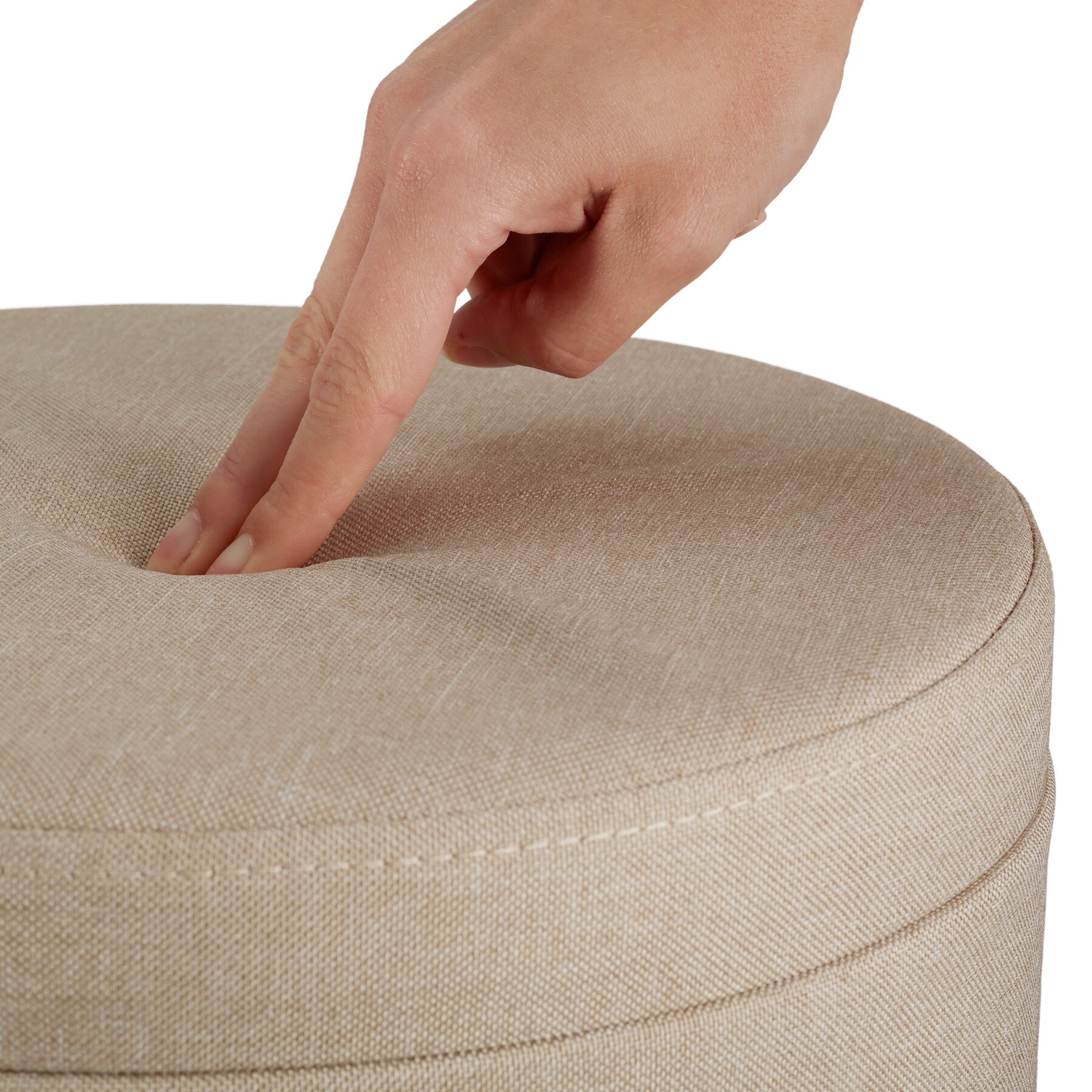 tectake® Sitzhocker, rund, in Leinenoptik, 32 x 37 cm
