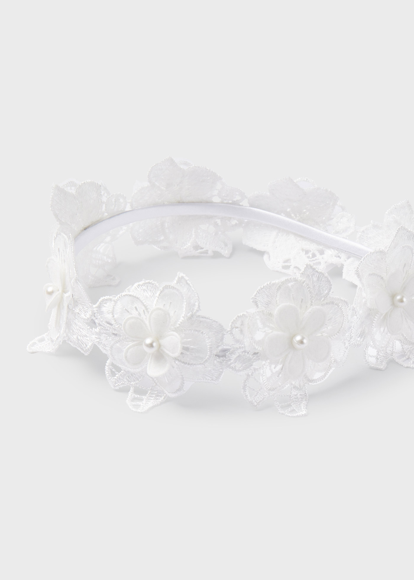 Tiara com aplique de pérola e flor para meninas