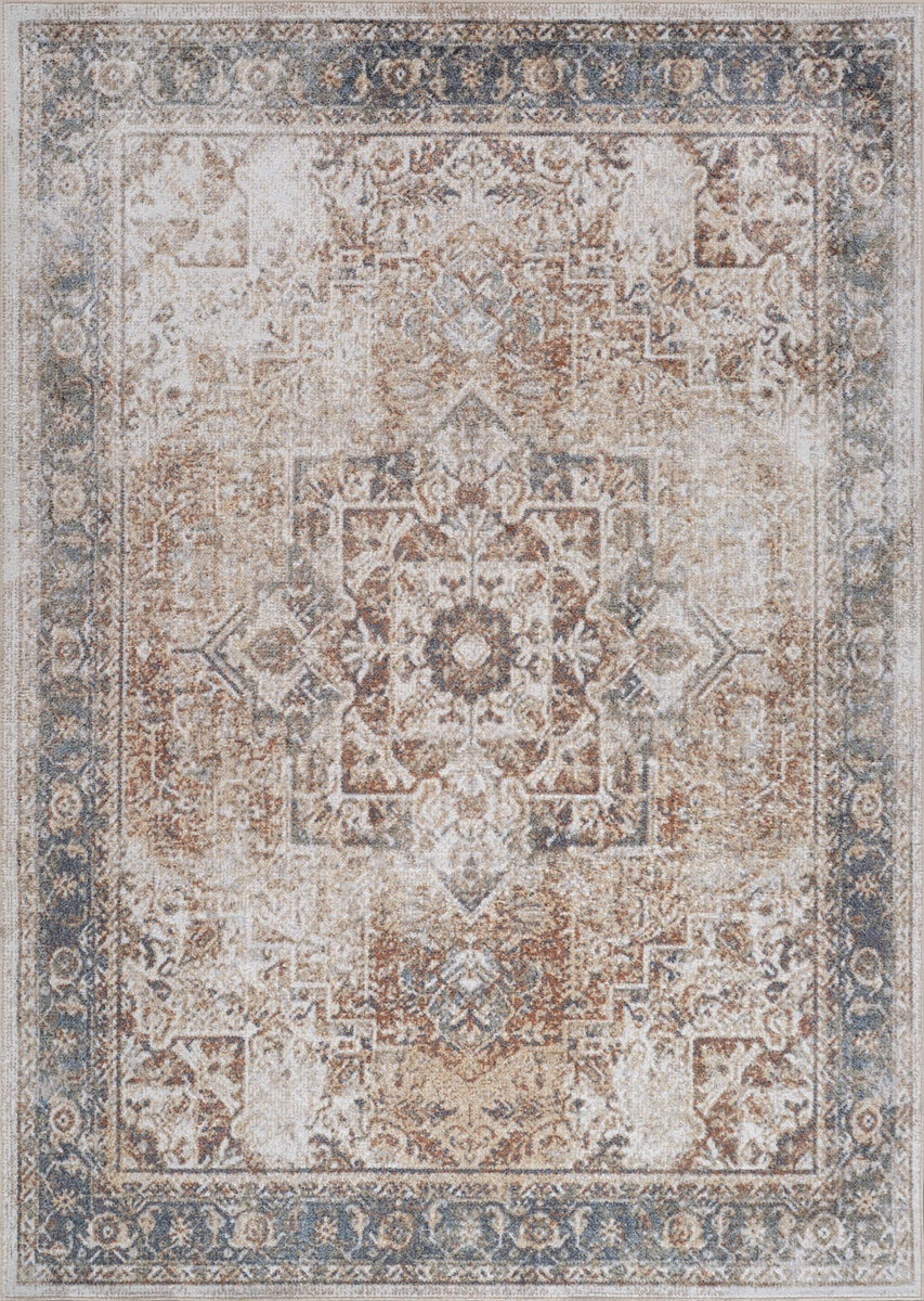 Vintage tapijt, machinewasbaar, bruin/ivoor, 200x275 cm, ALORA