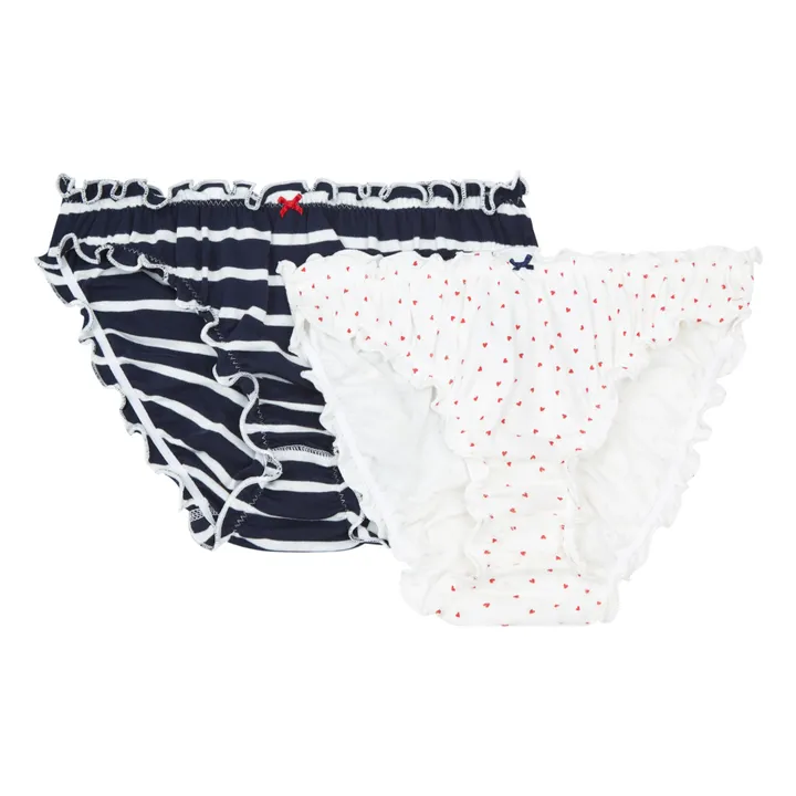 Petit Bateau Lot 2 Culottes avec Volants - Collection Femme  | Bleu marine