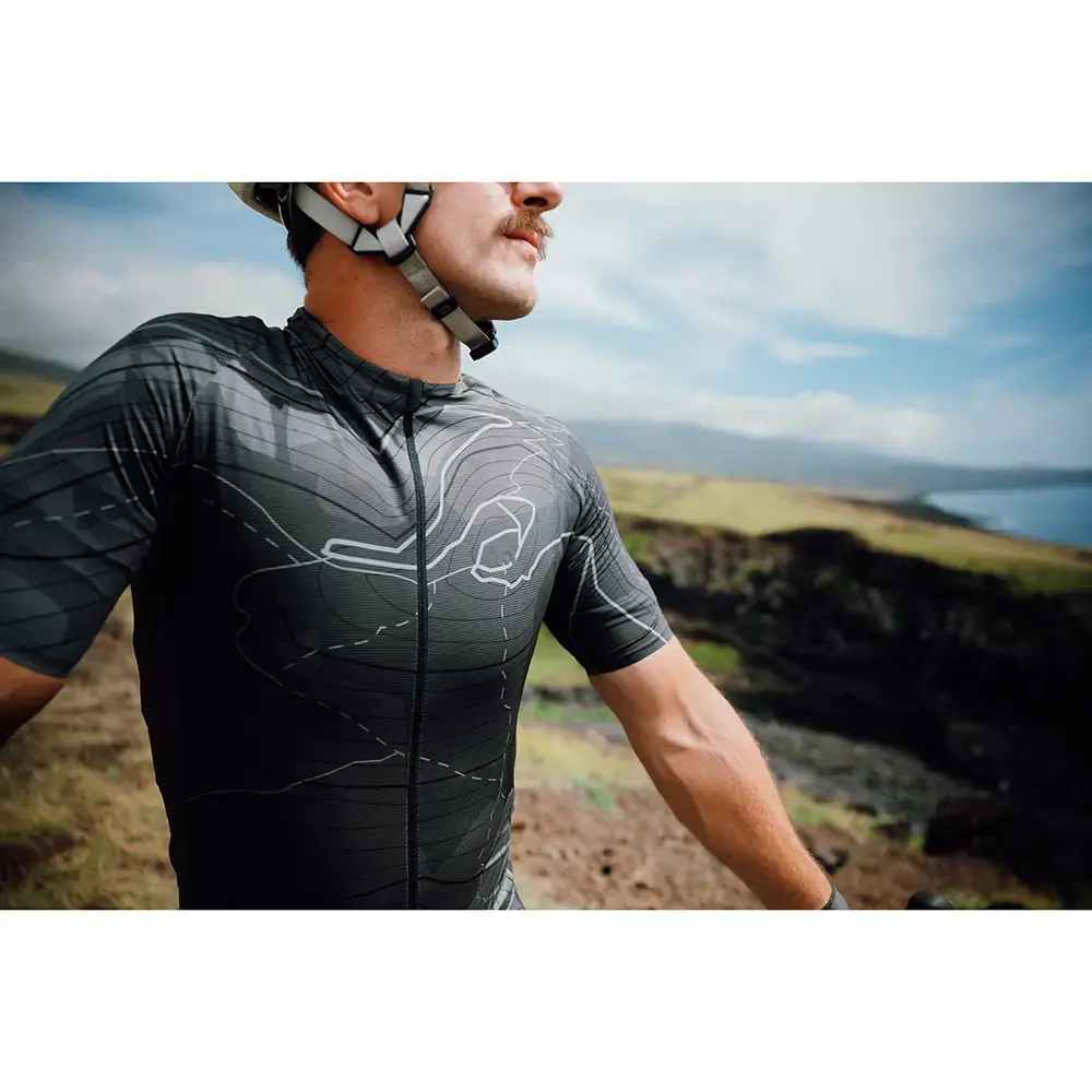Megmeister Aero Topo Print Summer Fietsshirt Korte Mouwen Grijs Heren