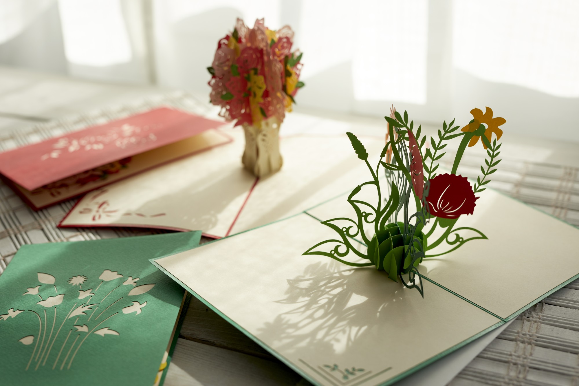 Pop-Up Karte 'Blumen', grün, L 18 cm, B 13 cm günstig bestellen