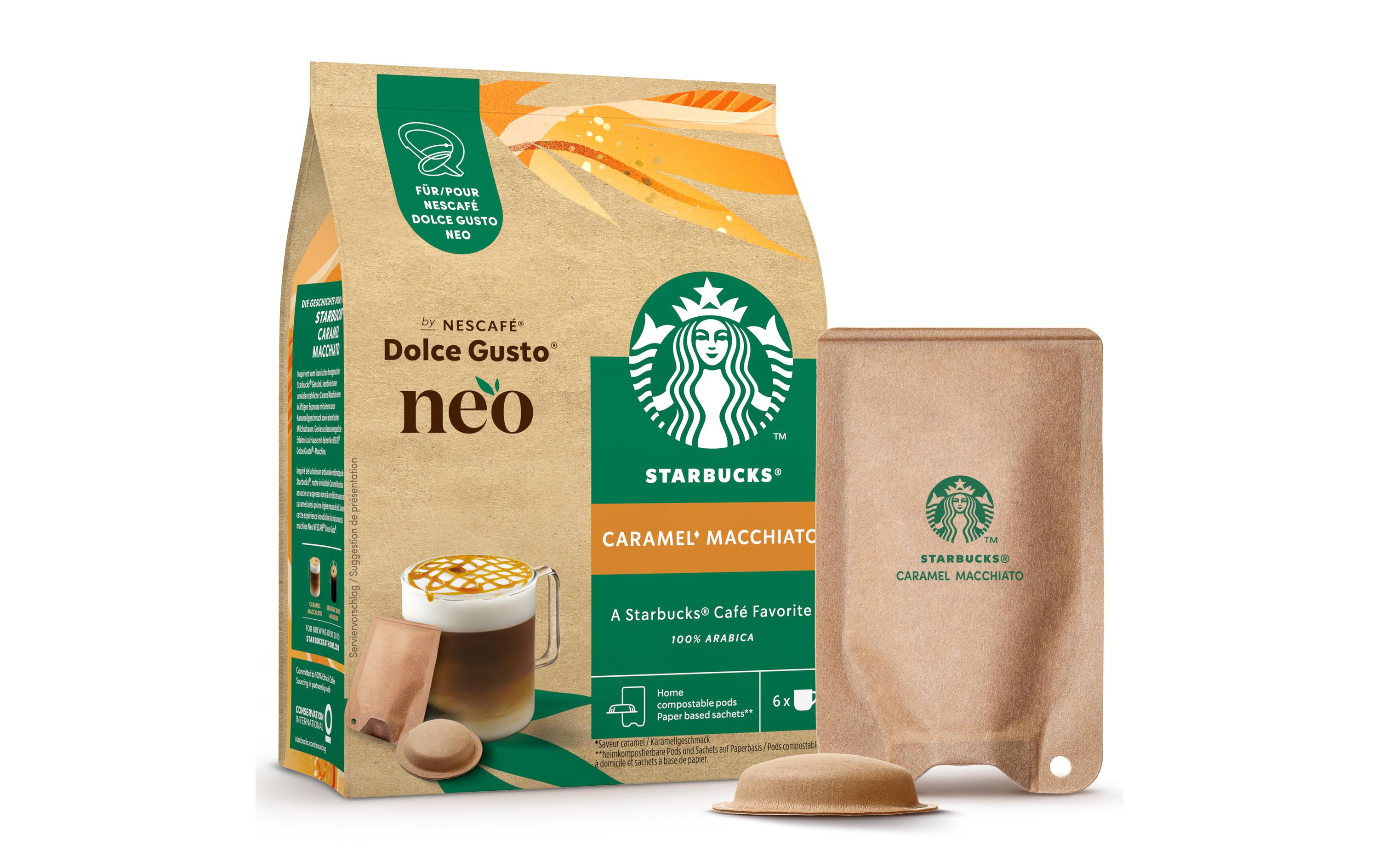 Sachets Starbucks Caramel Macchiato 6 PortionenSachets für die Nescafé Dolce Gusto NEO Kaffeemaschine von Delonghi