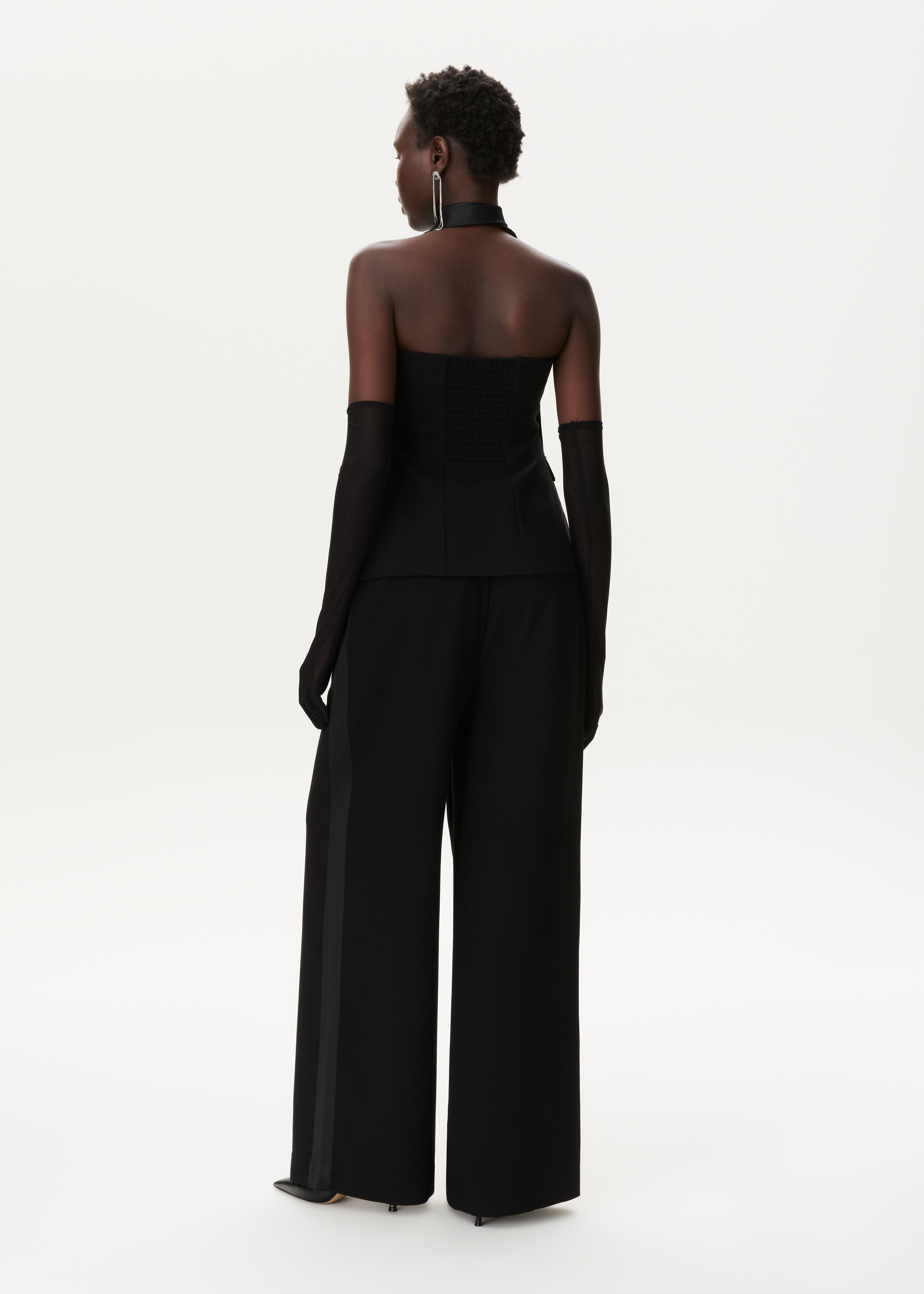 Wide leg pantalon met zijstreep