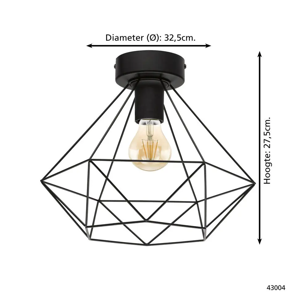 EGLO Tarbes Plafondlamp - E27 - Ø 32,5 cm - Zwart