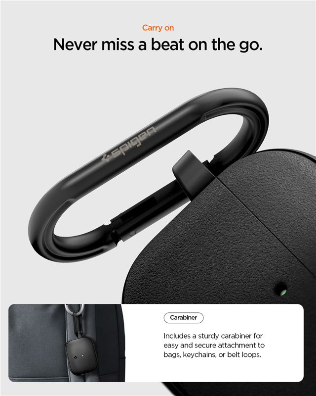 AirPods Pro 3 Vault Gummi Schutzhülle Abdeckung mit Karabiner (ACS09826) - Schwarz