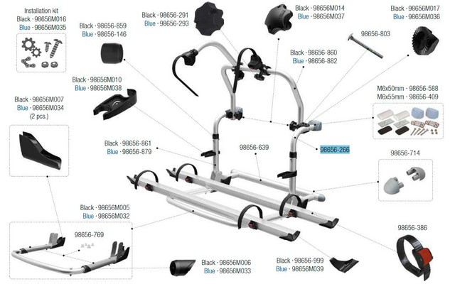 Fiamma Tragestruktur oben passend für Carry Bike Pro C / Pro C E-Bike / CL / L80 / SE - Fiamma Ersatzteilnummer 98656-266