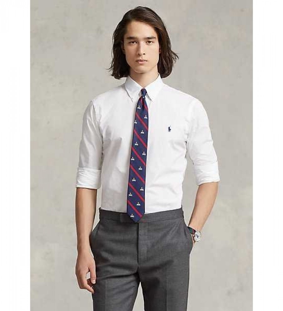 Camisa Ralph Lauren branca de popeline stretch com corte personalizado