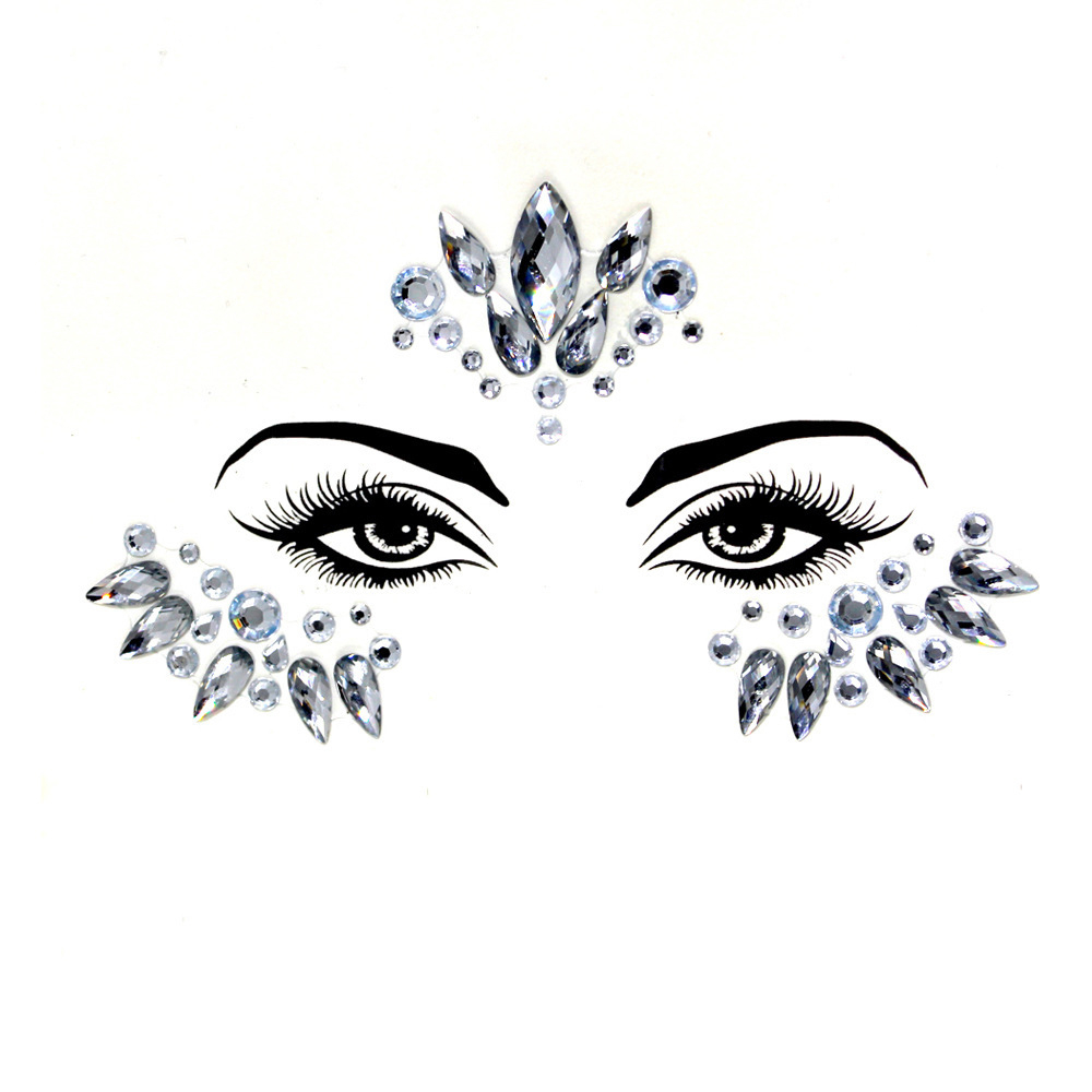 Strass Festival Gesichts- und Körper Aufkleber Temporary Tattoo Haut Sticker - Style 11