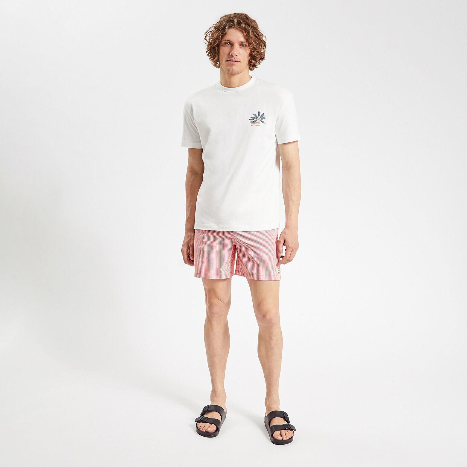 Maillot de bain rayure seersucker Rouge