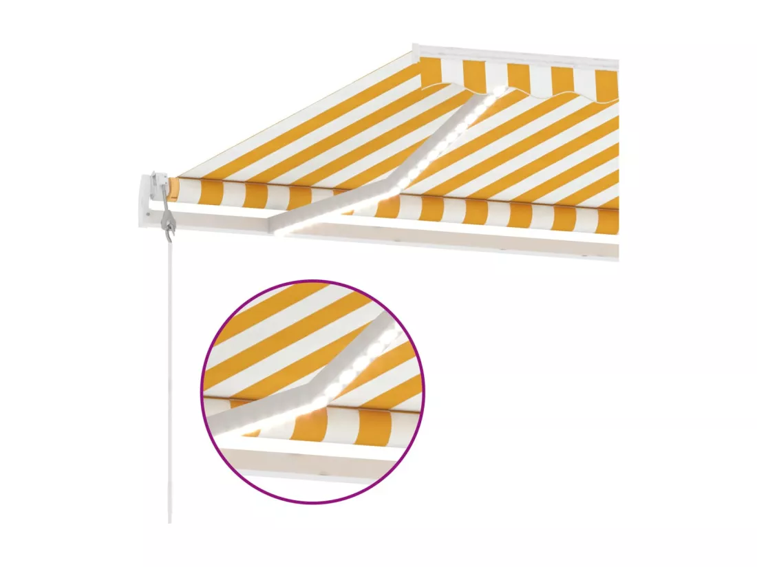 Auvent automatique capteur de vent/LED 500x300cm Jaune et blanc