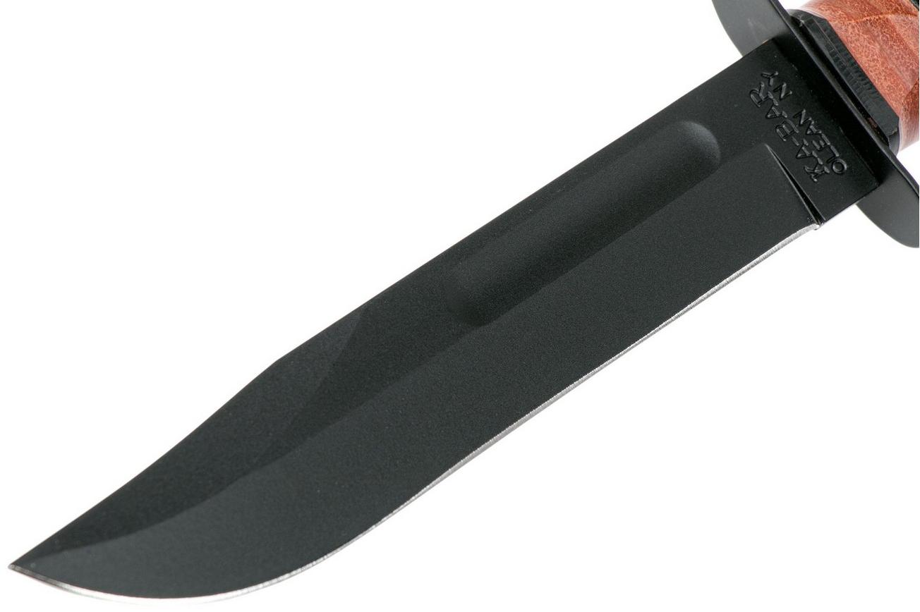 KA-BAR Single Mark 1320 plain edge, leer, lederen foedraal