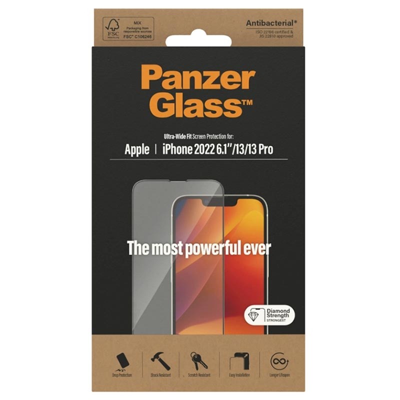 PanzerGlass - Skærmbeskyttelse Apple iPhone 14 - 13 - 13 Pro - Ultra-Wide Fit