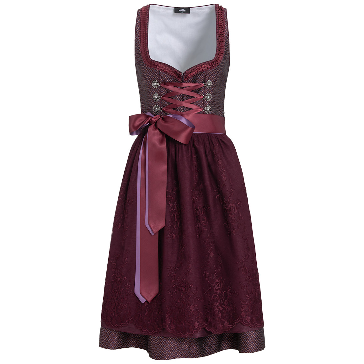 Gina Benotti Damen Dirndl mit floralem Muster weinrot