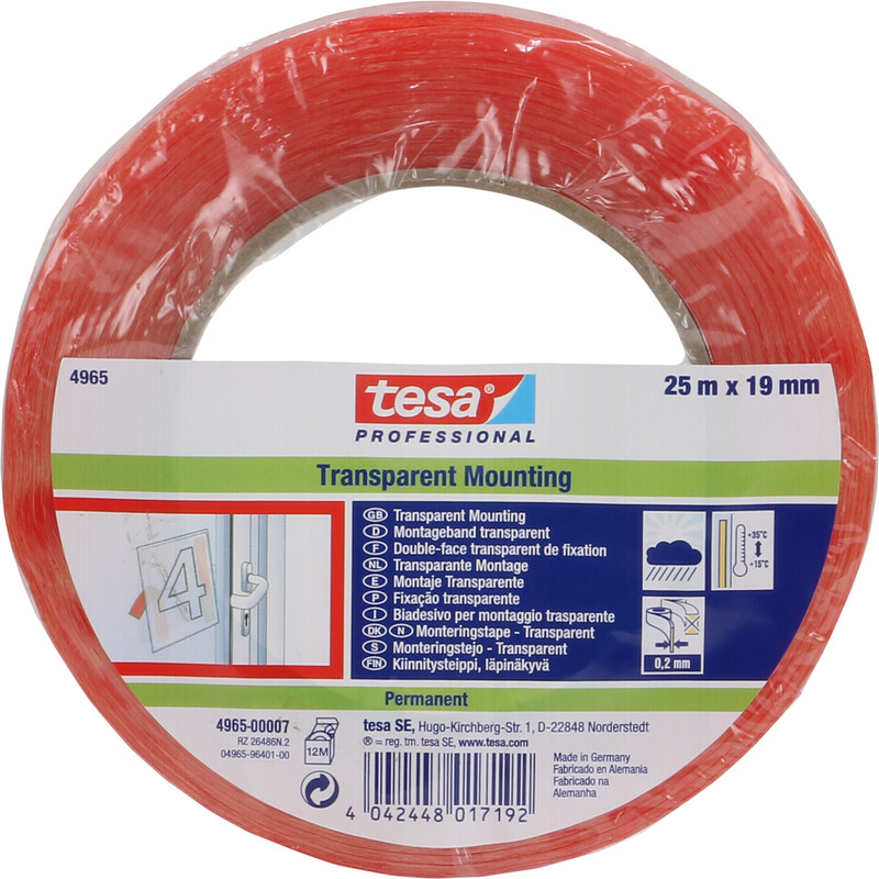 Tesa PRO dubbelzijdig polyester tape 19mmx25m