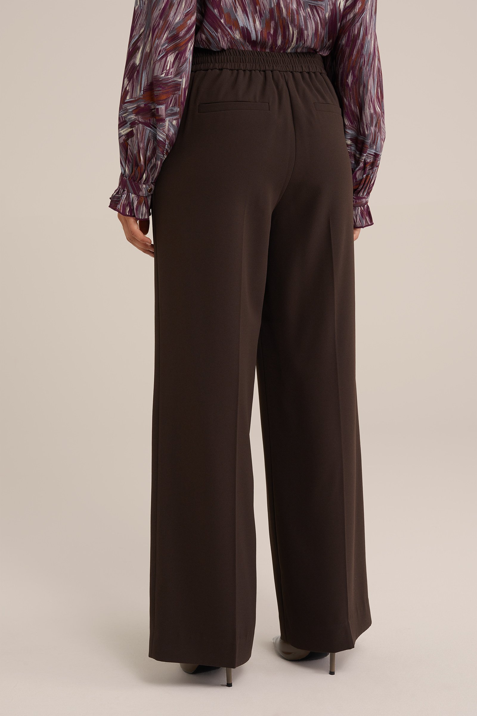 wide leg pantalon WE Fashion Donkerbruin