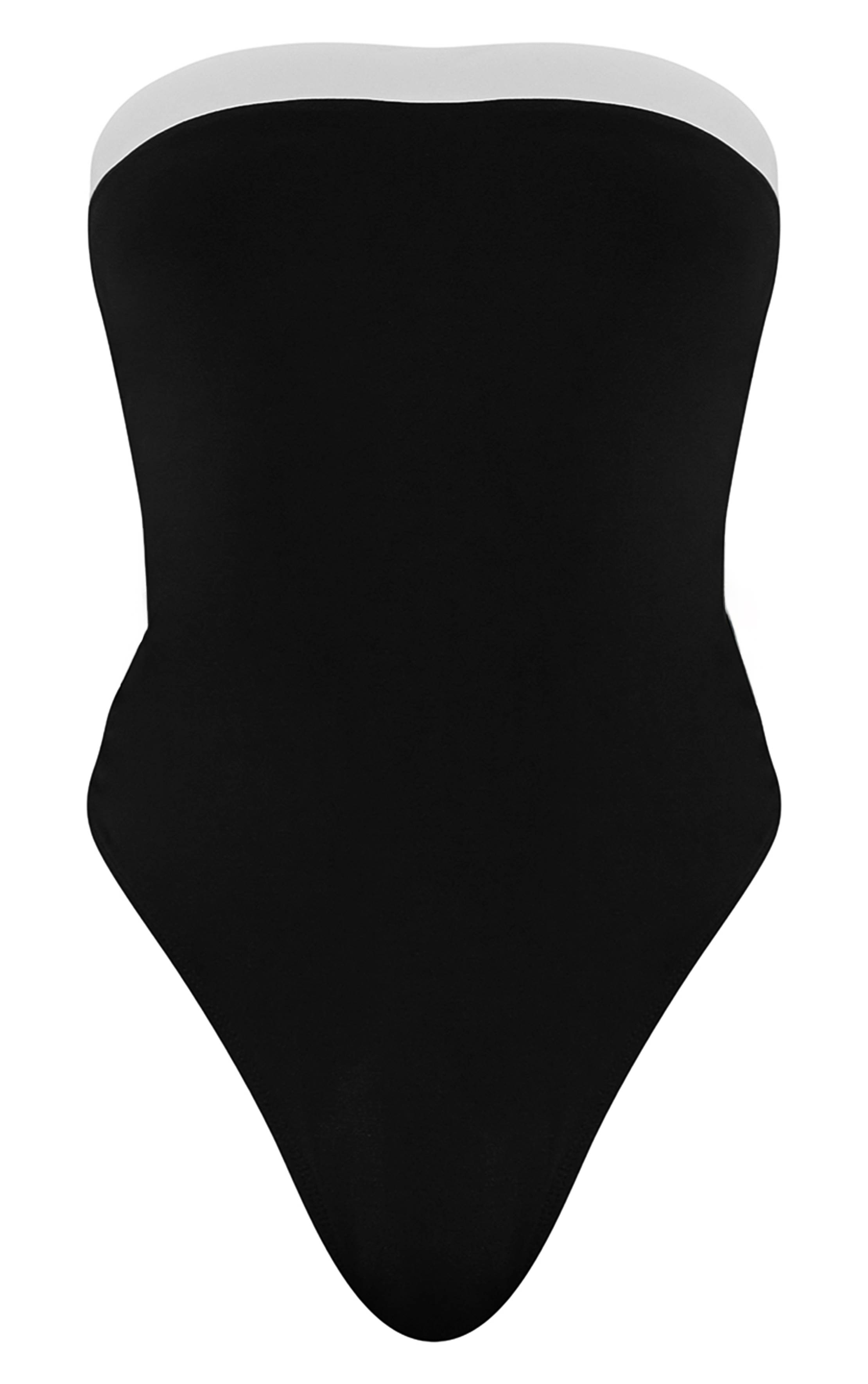Noir Maillot De Bain Bandeau À Bordure Contrastante