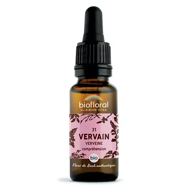 Óleo de Verbena em gotas, Biofloral Bach Flower Remedy 31, Orgânico Demeter, 20 ml