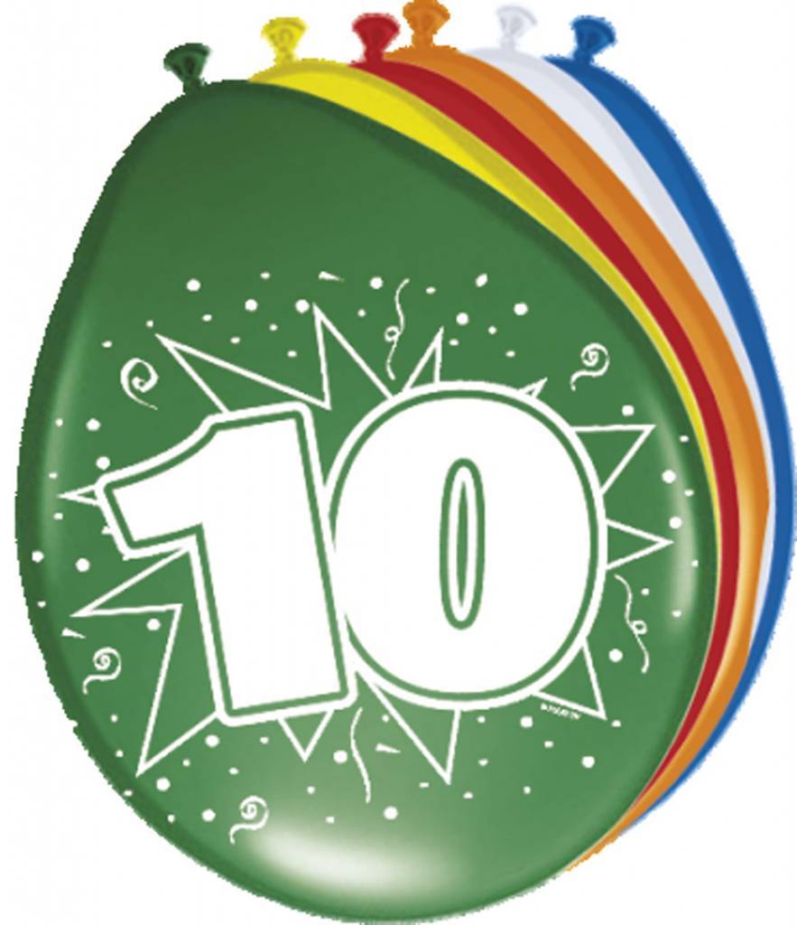 Ballonnen 10 Jaar 30cm 8st