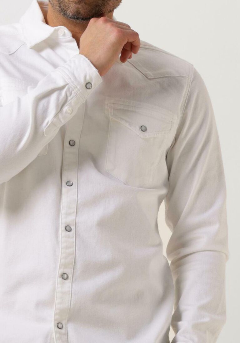 PUREWHITE witte purewhite overshirt denim shirt with pressbuttons and pockets on chest