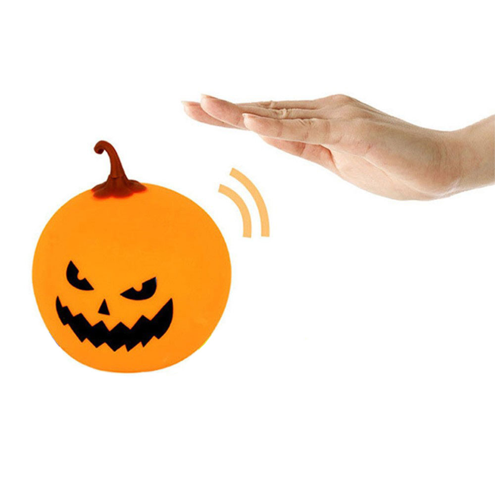 (Ø12cm) 4 LED's Halloween Party Deko Licht Kürbis Herbst Beleuchtung zum Aufstellen mit Touch Sensor - Warmweiss