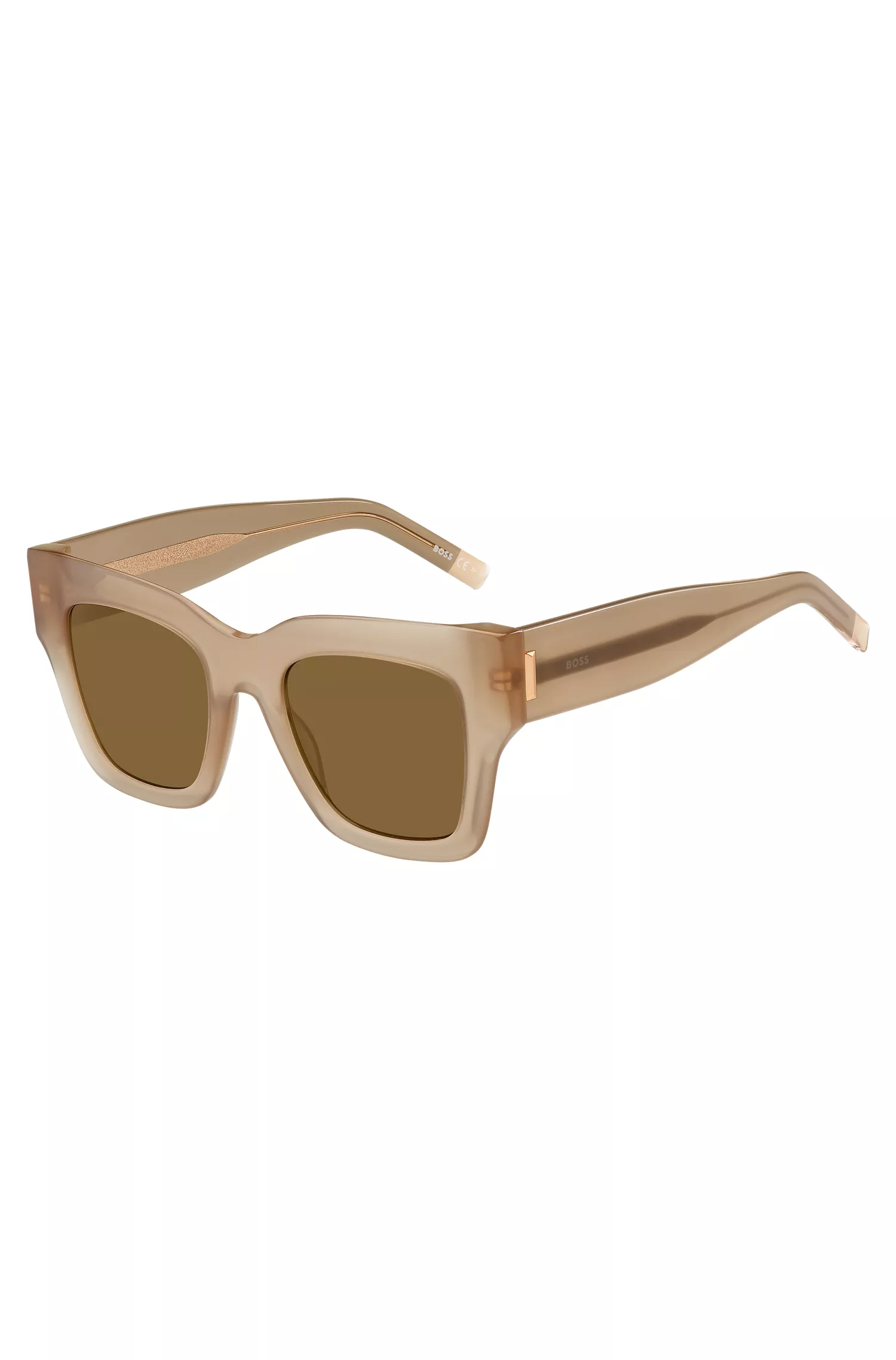 Óculos de sol BOSS Black-Opal em bioacetato com detalhes exclusivos.