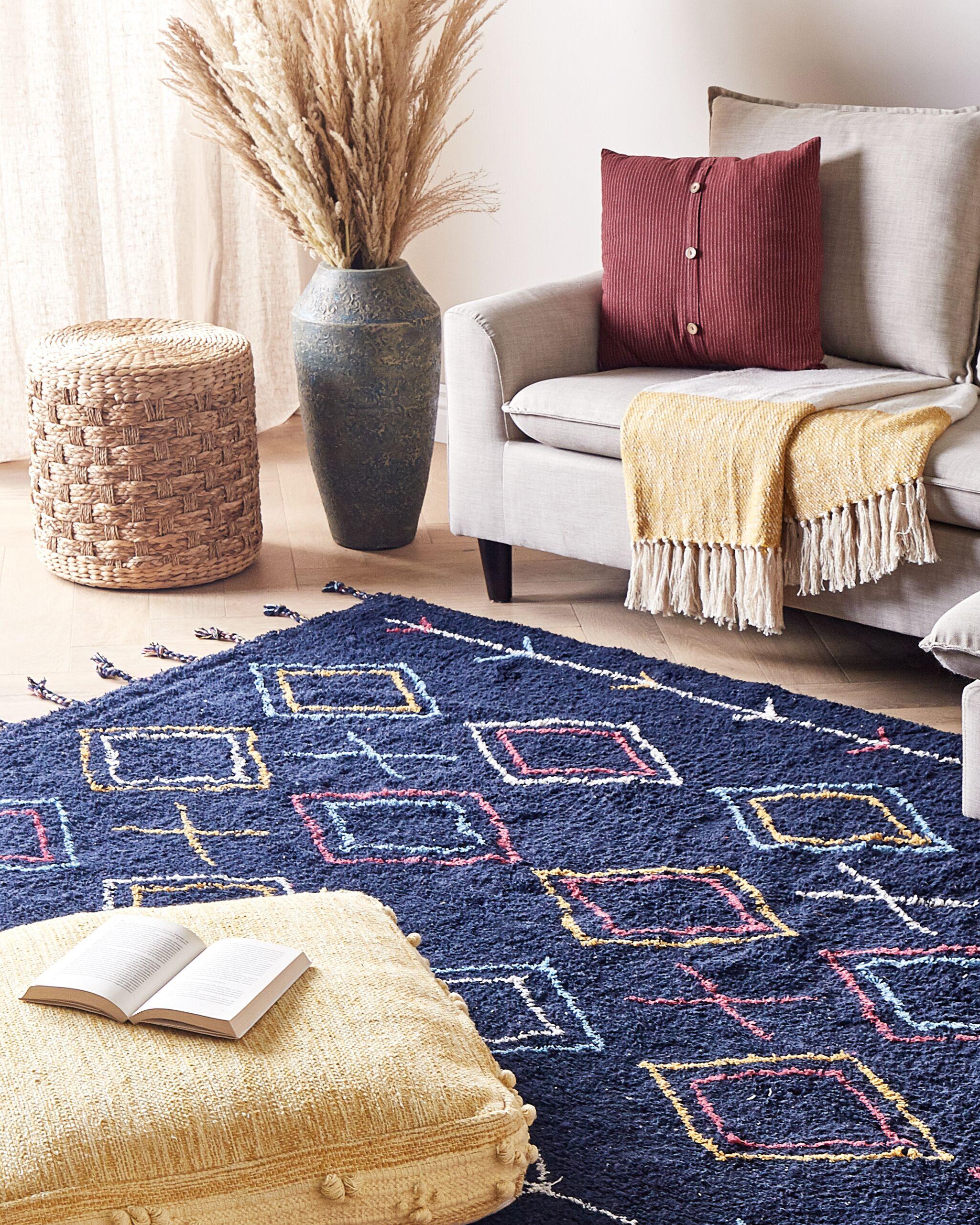 Vloerkleed CORUM Zwart 160 x 230 cm Katoen