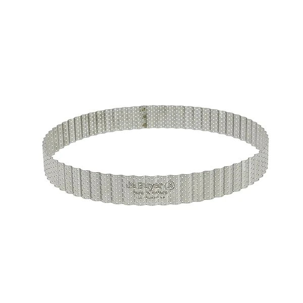 Cercle à tarte perforé cannelé acier inoxydable 24 cm De Buyer