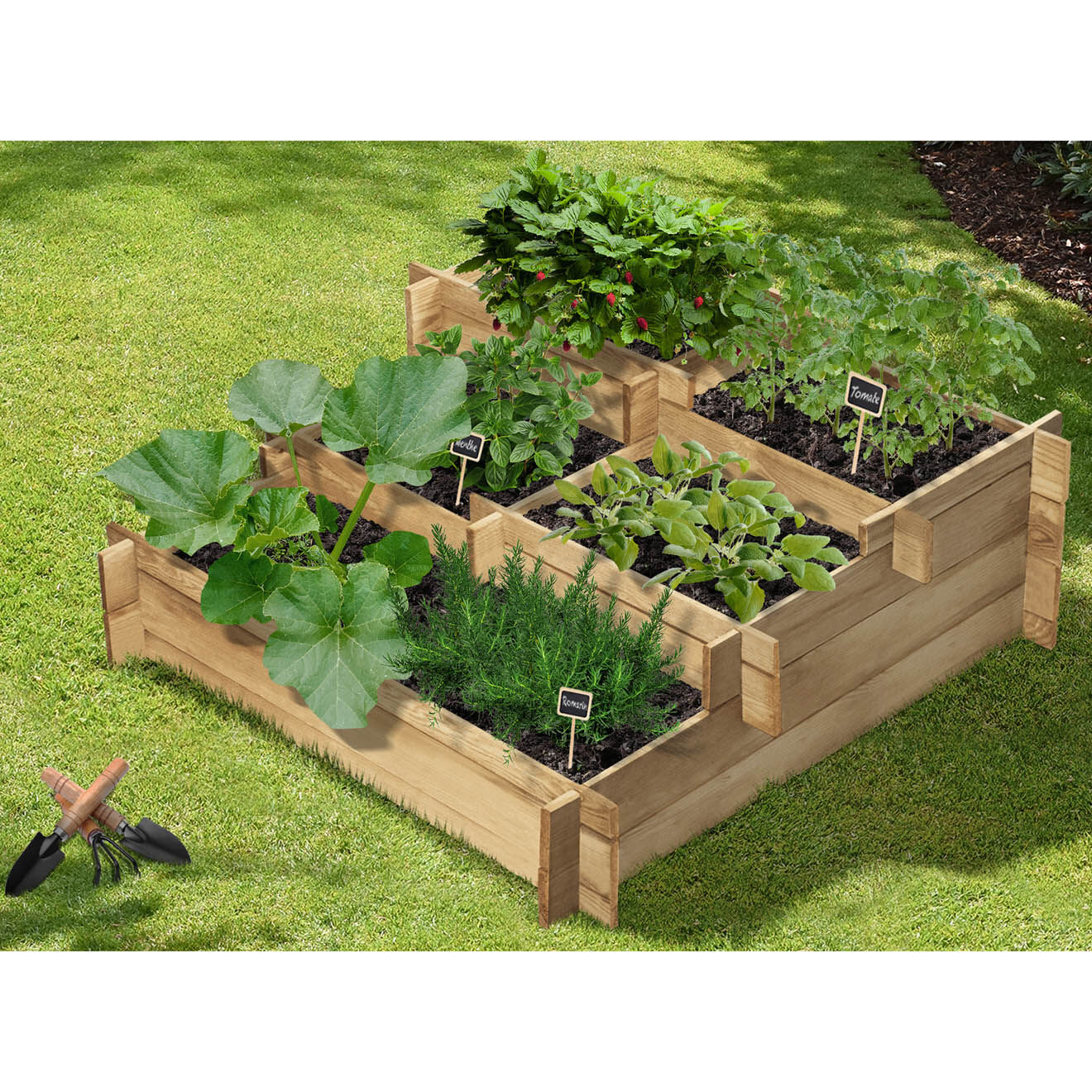 Pratik Garden Carré Potager 5 niveaux bois - 93x93x36 cm