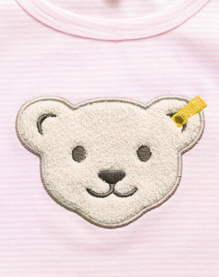 Schlafanzug BASIC RINGEL 2-teilig kurzer Arm in rosa/weiß