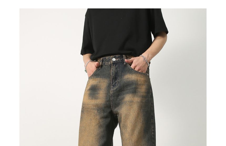 pinkdropper - Mid Rise Washed Wide Leg Jeans