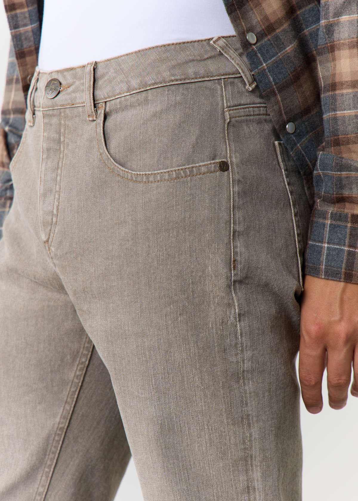Jean skinny en coton stretch taupe