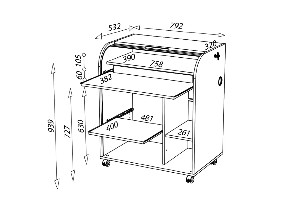 Bureau secrétaire à rideau Blanc - TOP n°2