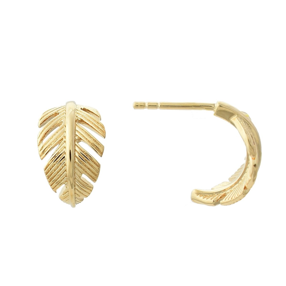 Boucles d'oreilles Créoles feuille courbée Plaqué OR 750 3 microns