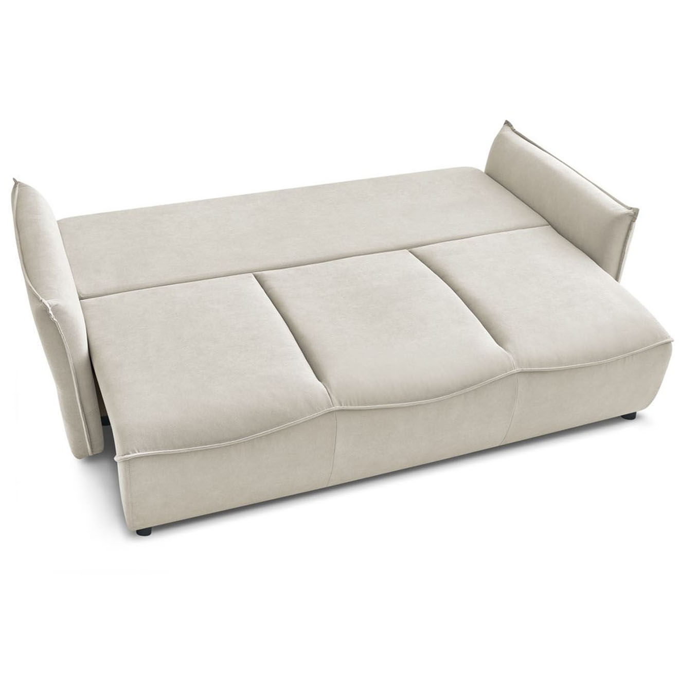 Bobochic Canapé 3 places convertible coffre Bouclette Leon beige - 226x97x90 cm
