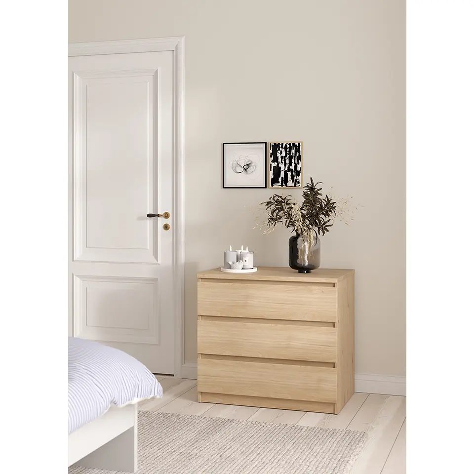 Ladekast Naia 3 lades - eikenkleur - 70,1x77x50 cm