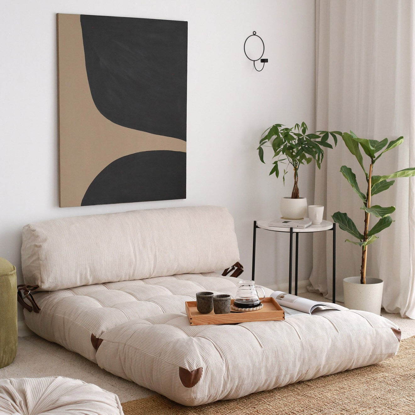 Atelier del Sofa Canapé convertible 2 places Fold blanc - 120x24x75 cm