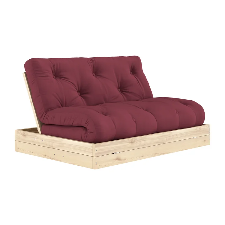 Karup Design - Flip Tagesbett, 140 x 200 cm, Kiefer natur / bordeaux (710)